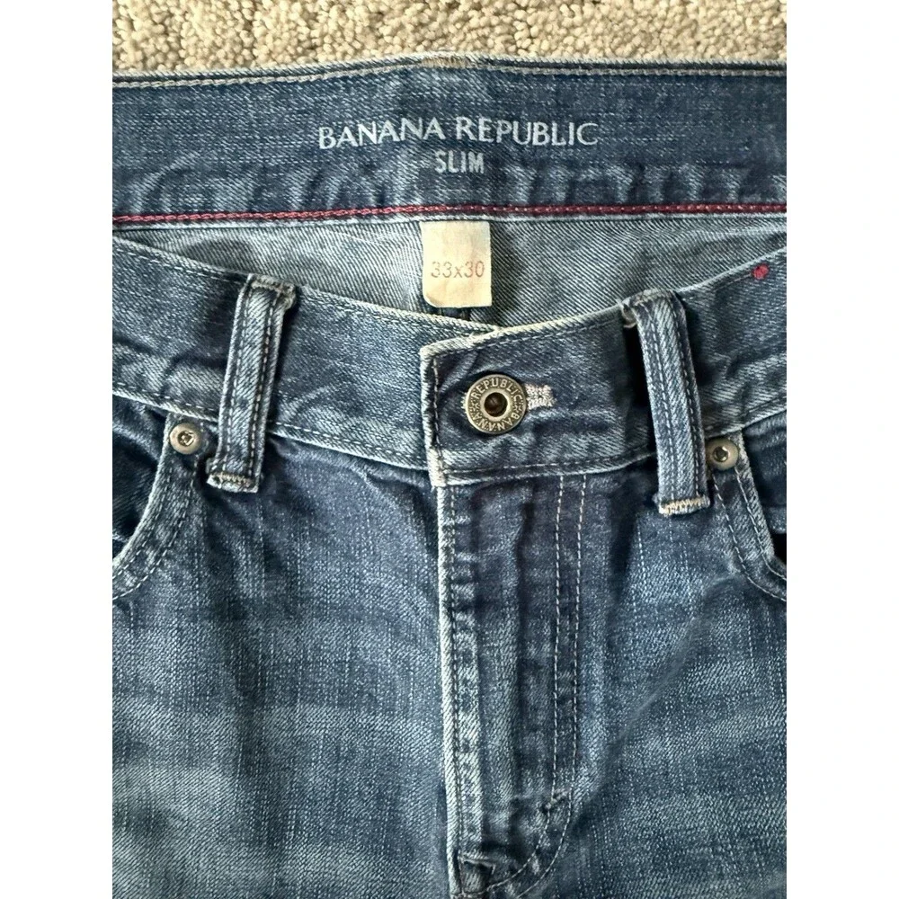 Banana Republic Slim Jeans Mens 33x30 Blue Medium Wash 100% Cotton Straight